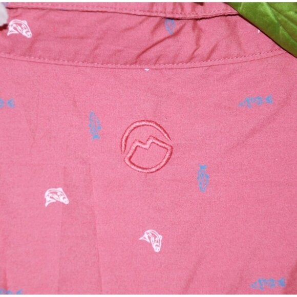 Magellan Mens 2XL Classic Fit Pink Tiny Fish Pattern Button Up Shirt Summerville - Picture 4 of 9
